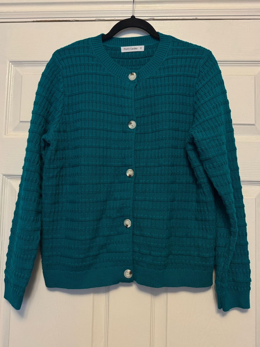 Pretty Garden Teal Knit Button-Up Cardigan